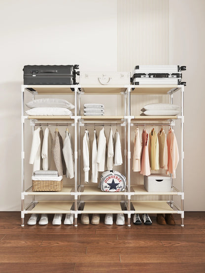 Space-saving portable wardrobe, durable, with hanging shelves, space-saving and dust-proof