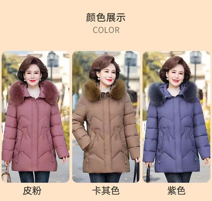 Winter Clothes New Medium Long Down Cotton Jacket Women Middle-aged Plush Thickened Cotton Jacket Female Outwear