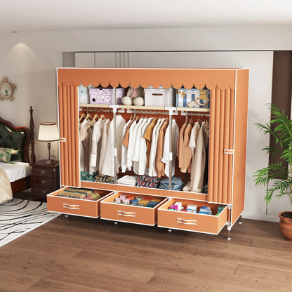 Space-saving portable wardrobe, durable, with hanging shelves, space-saving and dust-proof