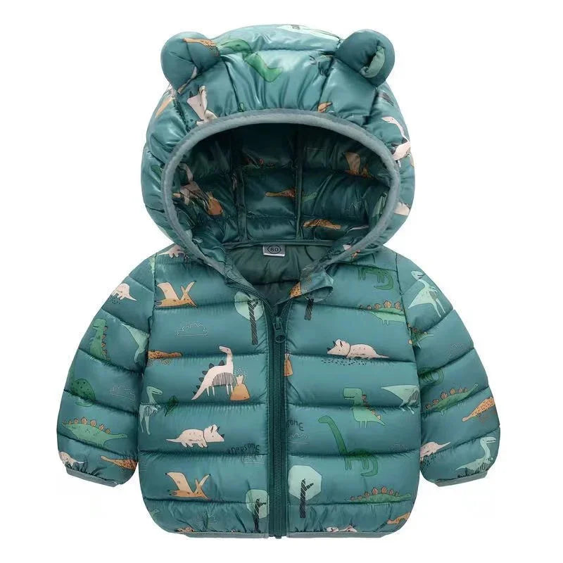 Kids Coats Baby Warm Hooded Down Jackets Girls Boys Cartoon Outerwear Children Fashion Overcoat Cute Top 1-5 Years