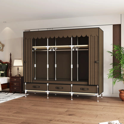 Space-saving portable wardrobe, durable, with hanging shelves, space-saving and dust-proof