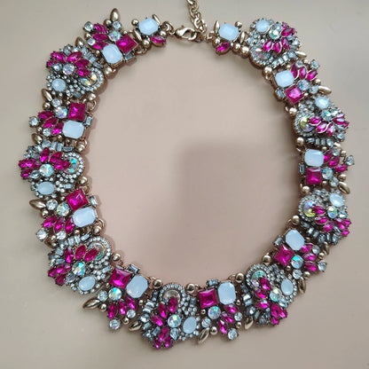 Elegant Jewellery Gifts for Her Women's Vintage Statement Earrings and Large Crystal Rhinestone Choker Necklace Jewelry Set