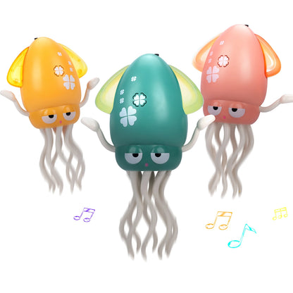 Electronic Dancing Squid Toys with Light&Music Lying Flat Squid Toddler Interactive Development Tummy Time Gifts