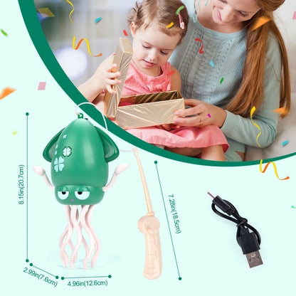 Electronic Dancing Squid Toys with Light&Music Lying Flat Squid Toddler Interactive Development Tummy Time Gifts
