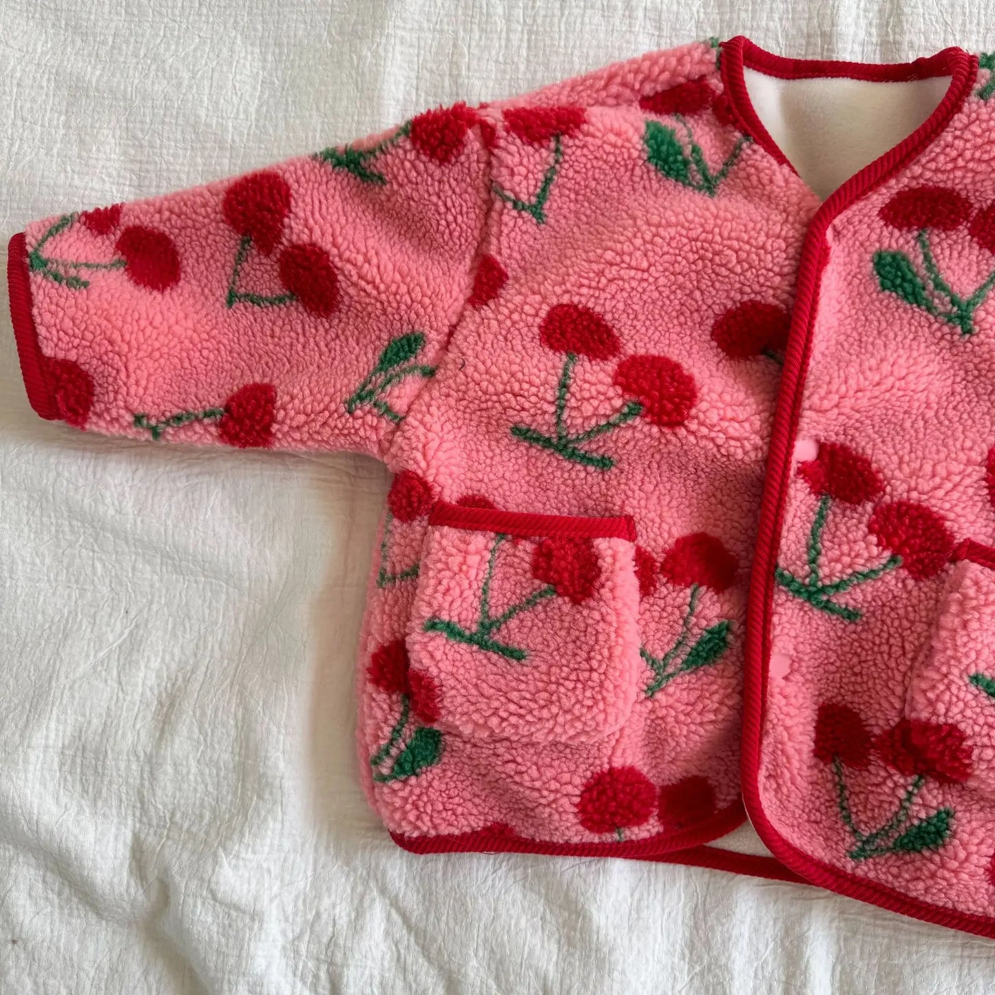 Winter New Children Clothes Lamb Wool Loose Jacket Fleece Lined Coat Cute Fruit Cartoon Print Kids Thickened Outerwear