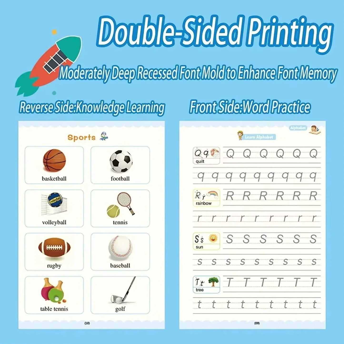 4 Books SANK Copybooks Pen Magic Copy Book Free Wiping Kids Writing Sticker Practice Copybook for Calligraphy