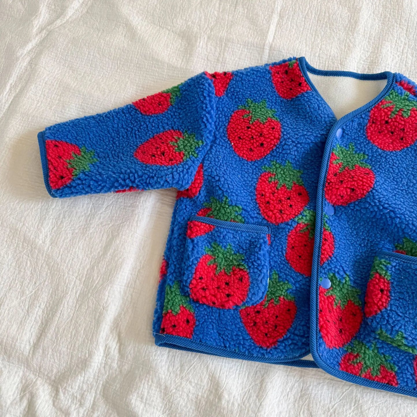 Winter New Children Clothes Lamb Wool Loose Jacket Fleece Lined Coat Cute Fruit Cartoon Print Kids Thickened Outerwear