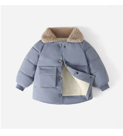 Winter New Warm Coats Baby Girl Boy Lamb Fleece Lapel Down Jackets Autumn Thicken Children Clothes Fashion Boys Girls Outerwear