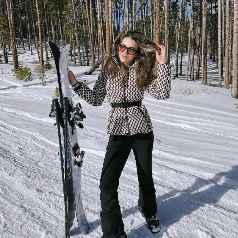 Women's new warm cotton clothes with belts, long-sleeved ski cotton jackets and jackets winter coat winter clothes women winter