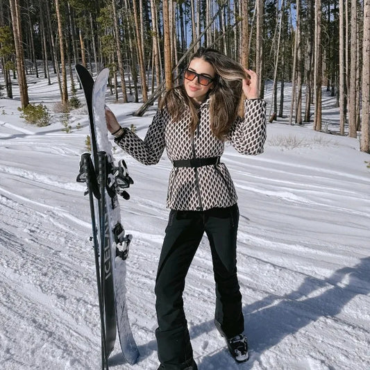 Women's new warm cotton clothes with belts, long-sleeved ski cotton jackets and jackets winter coat winter clothes women winter