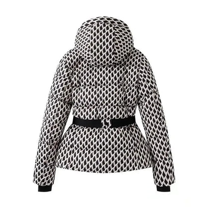 Women's new warm cotton clothes with belts, long-sleeved ski cotton jackets and jackets winter coat winter clothes women winter