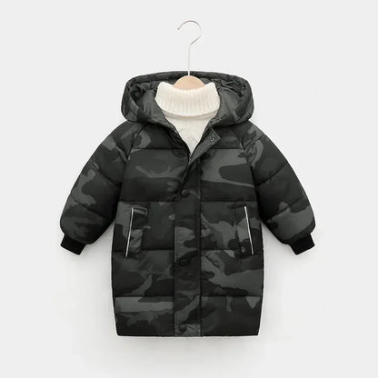 Children Down Outerwear Winter Kids Clothes Boys Girls Cotton-Padded Parka Coats Thicken Warm Long Jackets