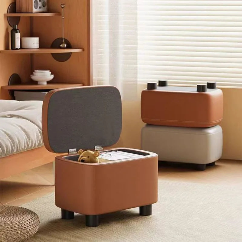 Shoe Cabinets Shoe Stool Upholstered Shoe Bench Storage Ottoman Seat Entryway Hallway Living Room Soft Padded Faux Leather