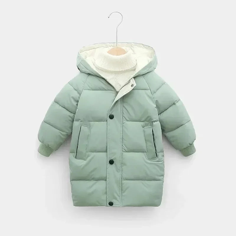 Children Down Outerwear Winter Kids Clothes Boys Girls Cotton-Padded Parka Coats Thicken Warm Long Jackets