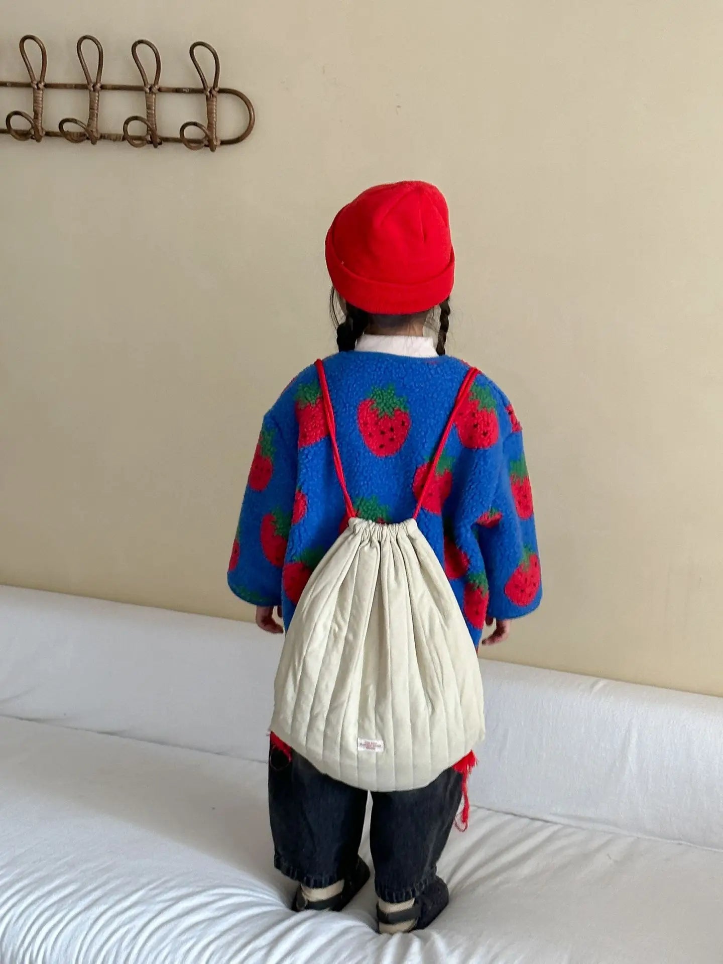 Winter New Children Clothes Lamb Wool Loose Jacket Fleece Lined Coat Cute Fruit Cartoon Print Kids Thickened Outerwear