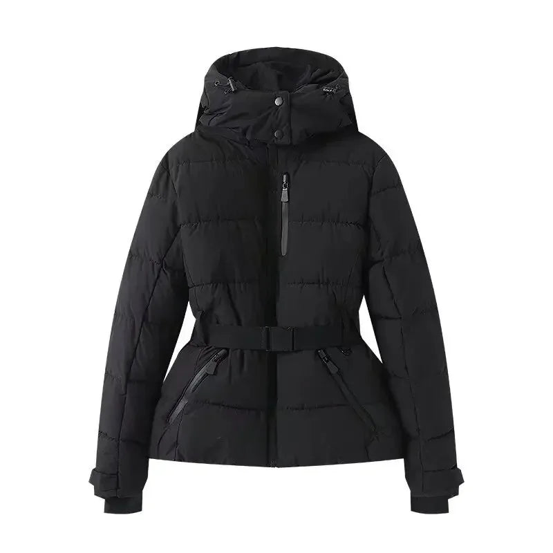 Women's new warm cotton clothes with belts, long-sleeved ski cotton jackets and jackets winter coat winter clothes women winter