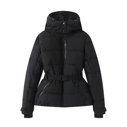 Women's new warm cotton clothes with belts, long-sleeved ski cotton jackets and jackets winter coat winter clothes women winter