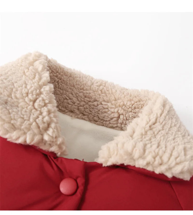 Winter New Warm Coats Baby Girl Boy Lamb Fleece Lapel Down Jackets Autumn Thicken Children Clothes Fashion Boys Girls Outerwear