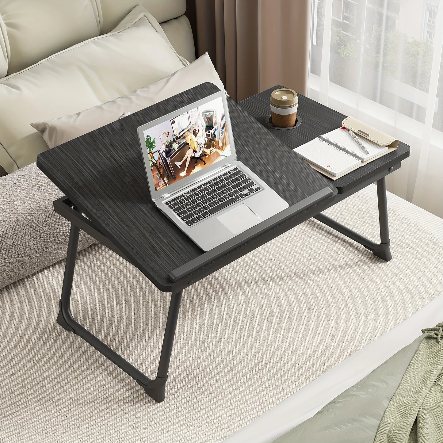 Tray table, notebook computer and writing table, notebook computer bed support