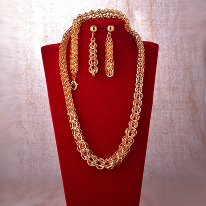 Dubai Gold Plated Jewelry Set For Women Female Romantic Nigerian Wedding Jewellery Gift