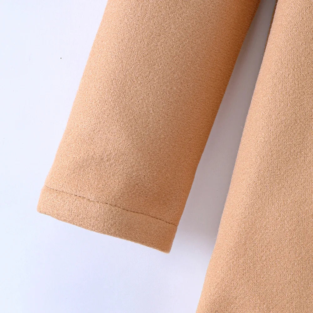 Casual Wool Coat Jacket 5-10Y Winter Children Girls Clothing Long-sleeved Lapel Double-breasted Kids Woolen Coat Girl Clothes