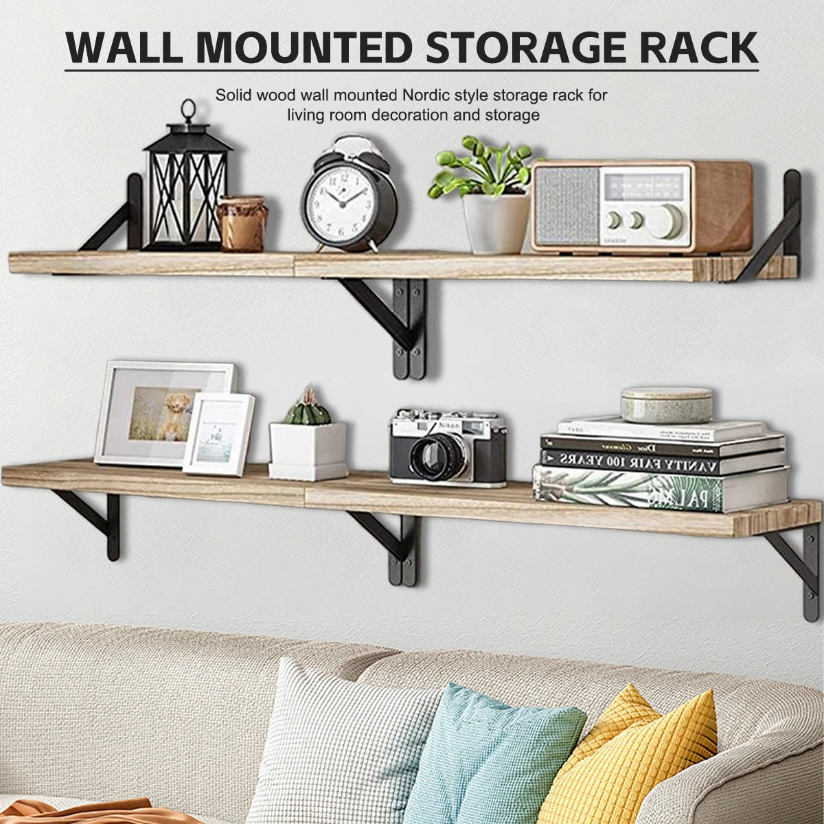 Wall Mounted Wood Shelf for Living Room, Bathroom, Bedroom, Kitchen, Home Decor