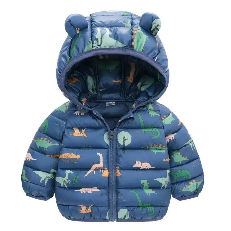 Kids Coats Baby Warm Hooded Down Jackets Girls Boys Cartoon Outerwear Children Fashion Overcoat Cute Top 1-5 Years