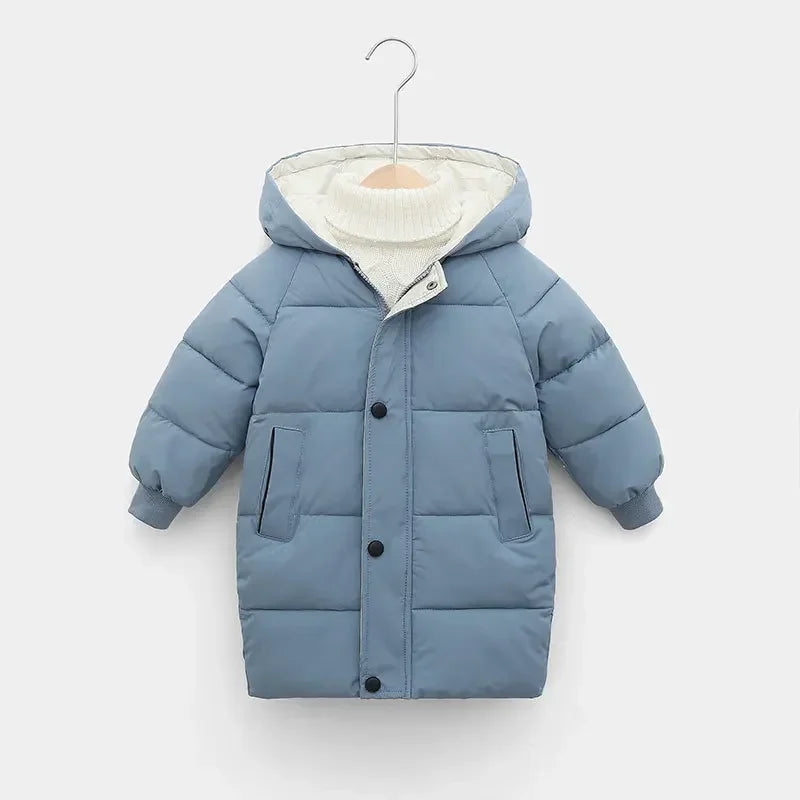 Children Down Outerwear Winter Kids Clothes Boys Girls Cotton-Padded Parka Coats Thicken Warm Long Jackets