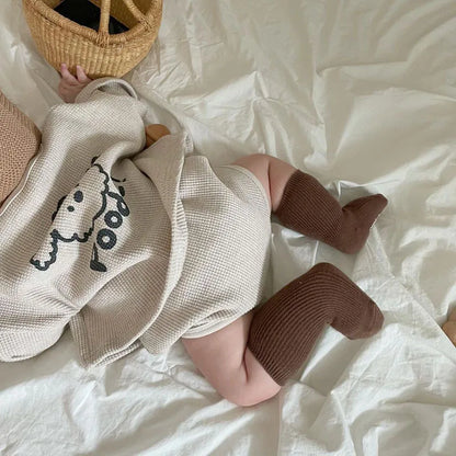 2025 Spring New Baby Cotton Waffle Cardigan Set Boy Cute Bear 2pcs Set Girl Summer Pp Pants Suit Infant Clothes