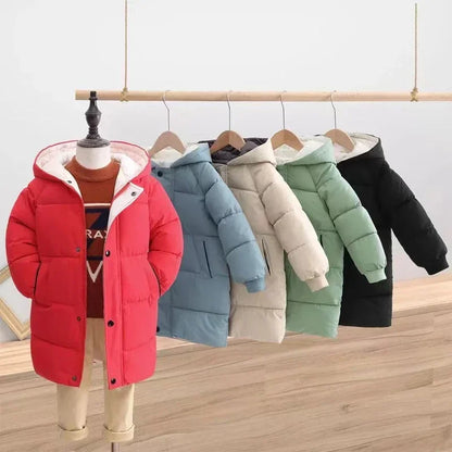 Children Down Outerwear Winter Kids Clothes Boys Girls Cotton-Padded Parka Coats Thicken Warm Long Jackets