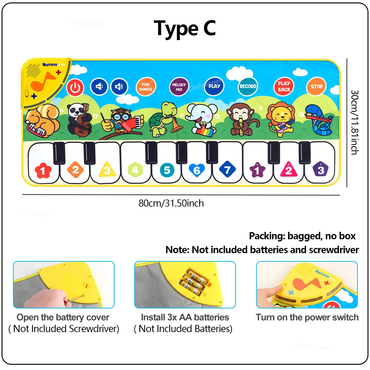 Piano Mat for Kids 80*30cm Toddler Birthday Gifts Music