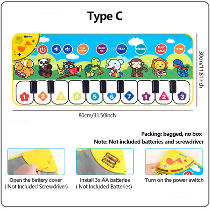 Piano Mat for Kids 80*30cm Toddler Birthday Gifts Music