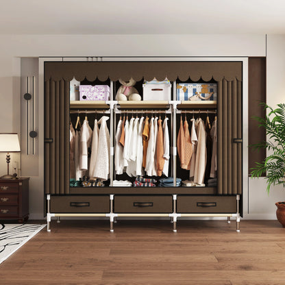 Space-saving portable wardrobe, durable, with hanging shelves, space-saving and dust-proof