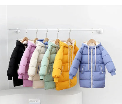 Children Down Outerwear Winter Kids Clothes Boys Girls Cotton-Padded Parka Coats Thicken Warm Long Jackets