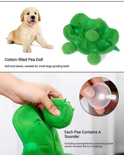 Pea Pet Sniffing Toy for Dogs Plush Soft Chew Toy with Hidden Treat Pockets Built-in Squeakers Interactive Training Nose Work
