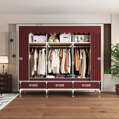 Space-saving portable wardrobe, durable, with hanging shelves, space-saving and dust-proof