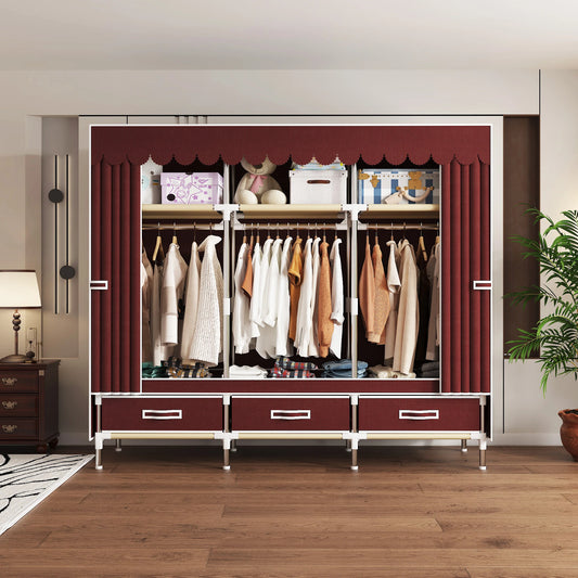 Space-saving portable wardrobe, durable, with hanging shelves, space-saving and dust-proof