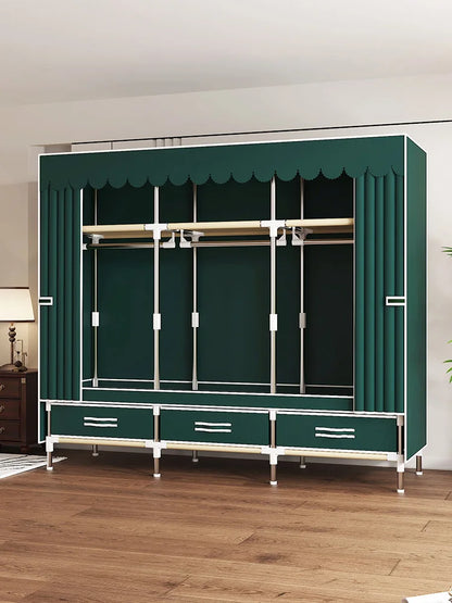 Space-saving portable wardrobe, durable, with hanging shelves, space-saving and dust-proof