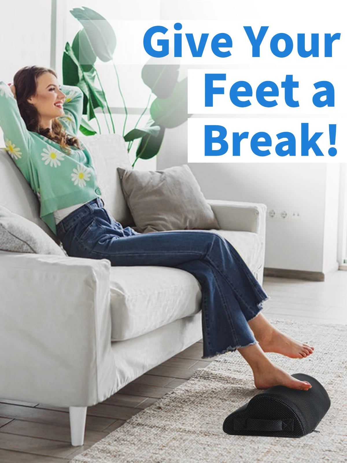Memory Foam Office Foot Stool Under Desk Footrest Leg Elevation Pillow for Gaming Home Office Comfort Support