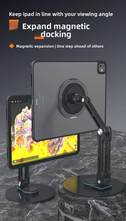Tablet Magnetic Ring Stand | Foldable Portable, Ultra-Thin & 360° Rotation | Multi-Angle Adjustment, Universal for All Tablets