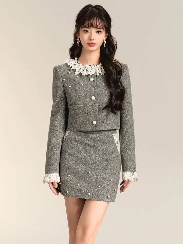 2024 new Winter clothes for women two piece set Jackets Coat + Skirt Female conjuntos para mujeres 2 piece sets women outfit