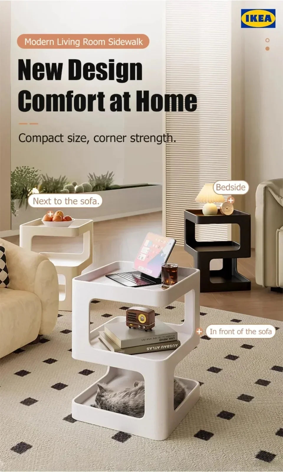 Luxury Sofa Table Solid Color Living Room Small Coffee Table Bedroom Simple Bedside Table Creative Computer Desk
