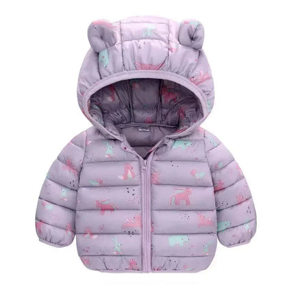 Kids Coats Baby Warm Hooded Down Jackets Girls Boys Cartoon Outerwear Children Fashion Overcoat Cute Top 1-5 Years