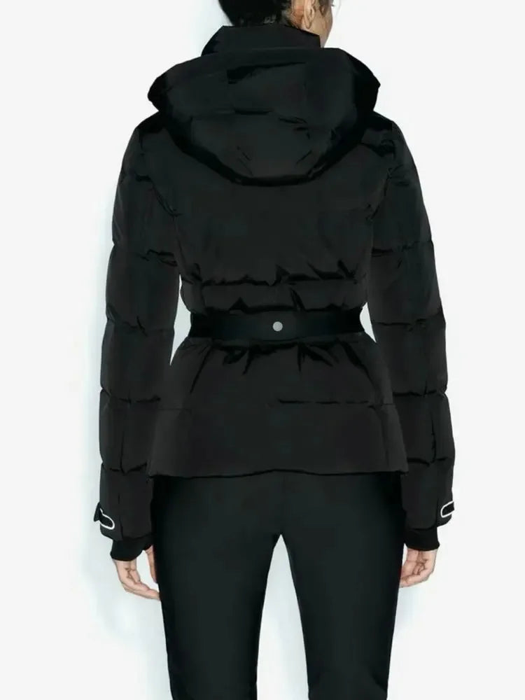 Women's new warm cotton clothes with belts, long-sleeved ski cotton jackets and jackets winter coat winter clothes women winter