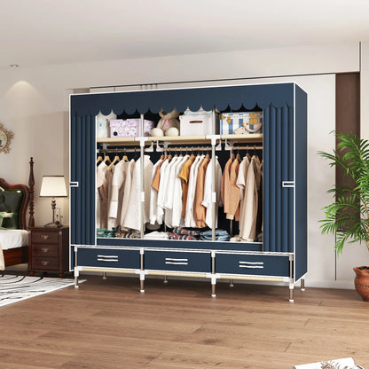 Space-saving portable wardrobe, durable, with hanging shelves, space-saving and dust-proof