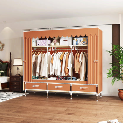 Space-saving portable wardrobe, durable, with hanging shelves, space-saving and dust-proof