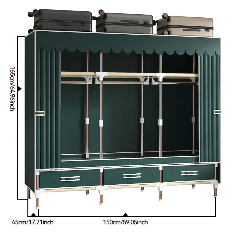 Space-saving portable wardrobe, durable, with hanging shelves, space-saving and dust-proof
