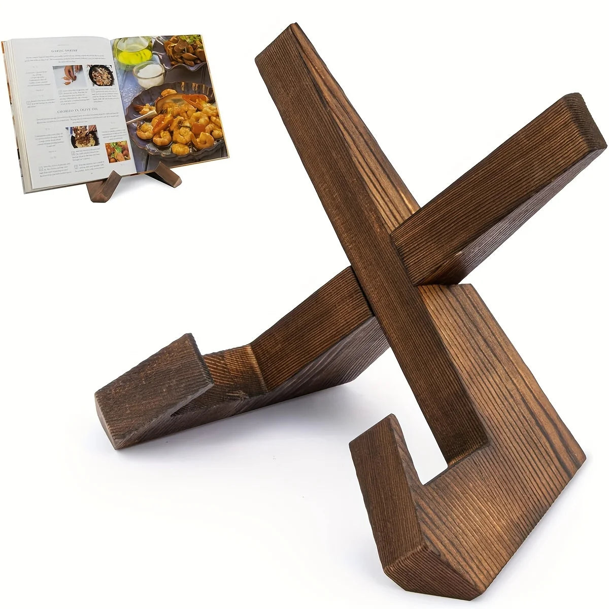 Kitchen Counter Cookbook Bookshelf, Wooden Cooking Bookshelf, Rustic Cooking Bookshelf