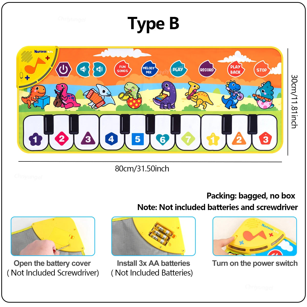 Piano Mat for Kids 80*30cm Toddler Birthday Gifts Music