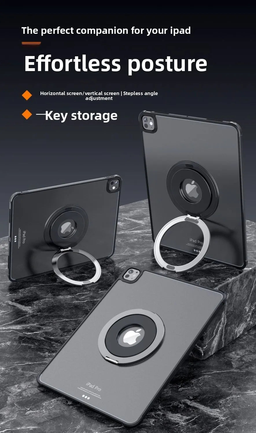 Tablet Magnetic Ring Stand | Foldable Portable, Ultra-Thin & 360° Rotation | Multi-Angle Adjustment, Universal for All Tablets